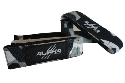 Alpha Wear Lifting Straps- White Camo/Black